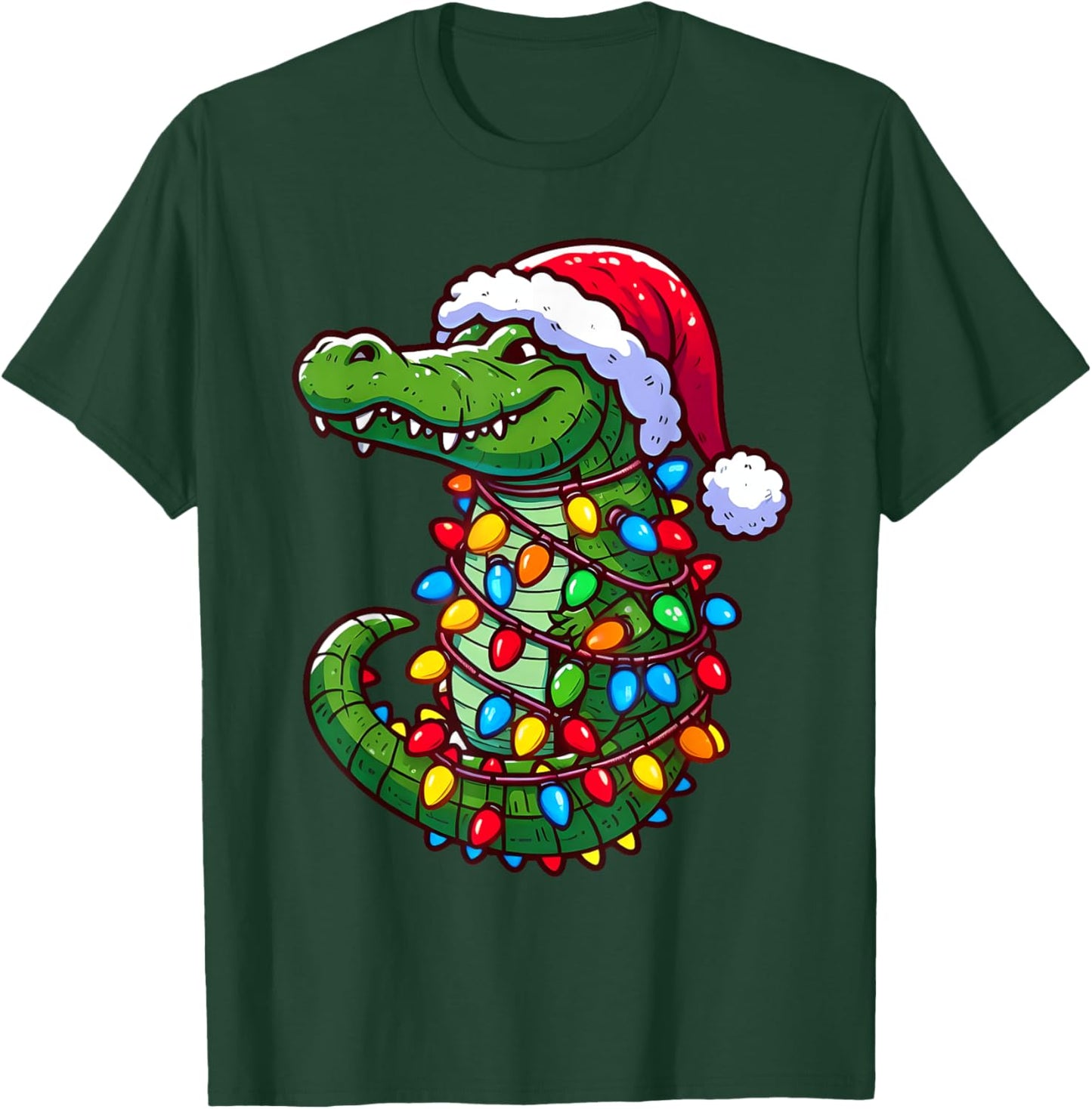 Funny Alligator Santa Hat Christmas Pajama Toddler Boys Kids T-Shirt - T-Shirt | Forest