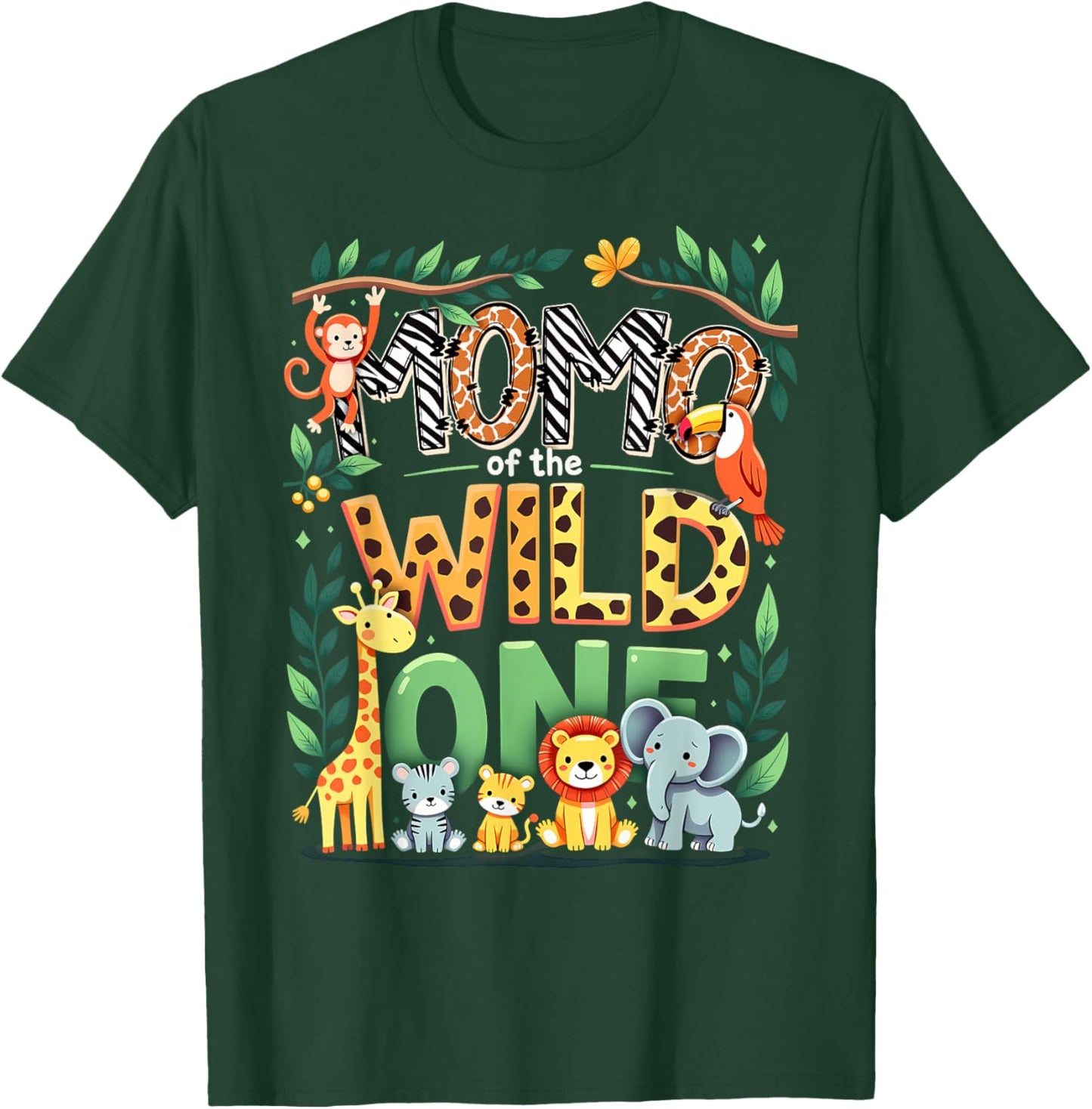 1st Birthday Safari Zoo Mommy Momo Of The Wild One T-Shirt - T-Shirt | Forest