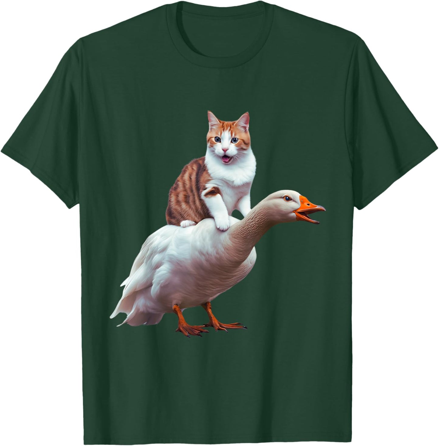 Funny Cat Goose Meme Cat Riding Geese Animal Humor Cat Goose Women Kids T-Shirt - T-Shirt | Forest