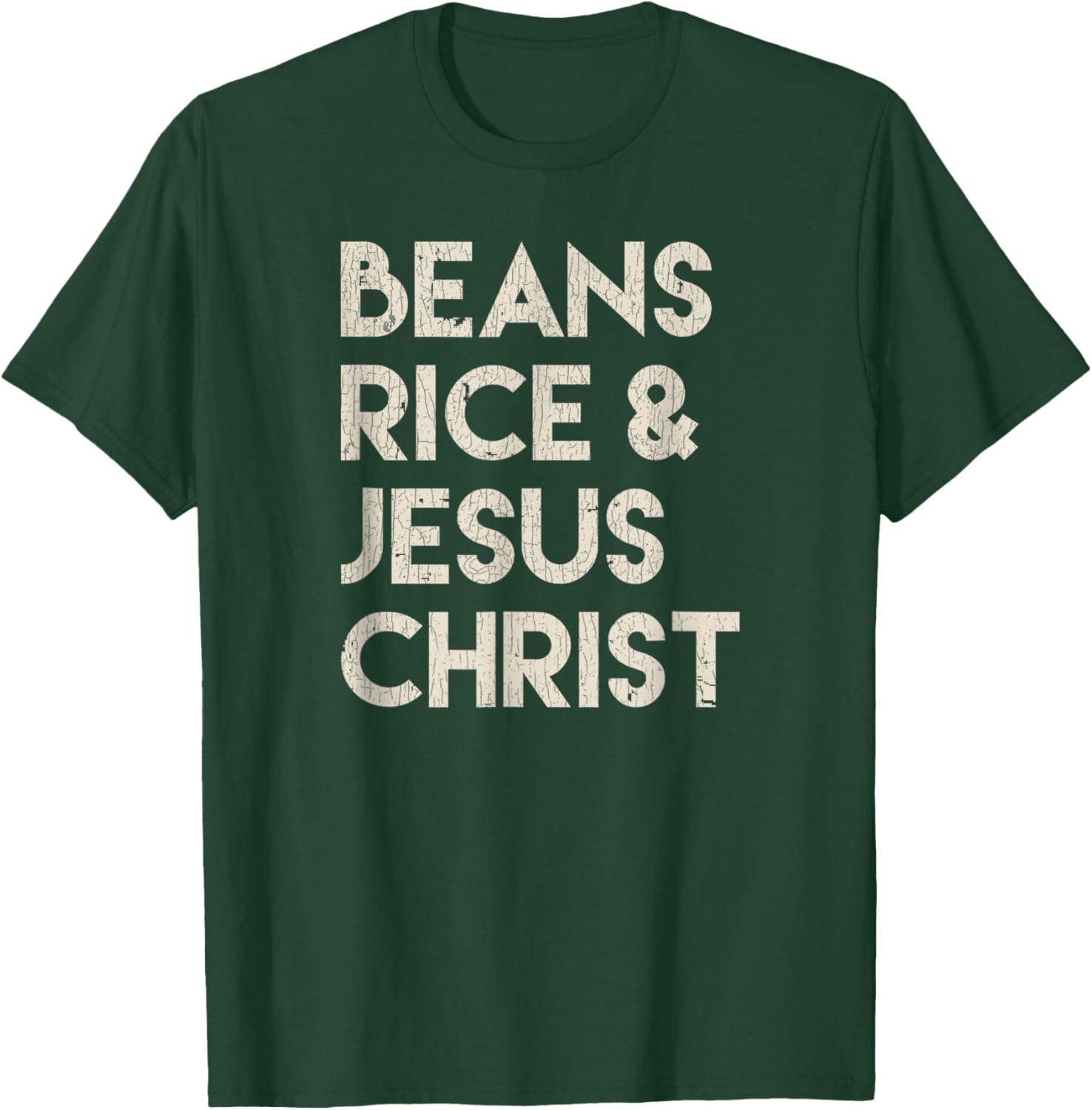Vintage Retro Beans Rice & Jesus Christ T-Shirt - T-Shirt | Forest