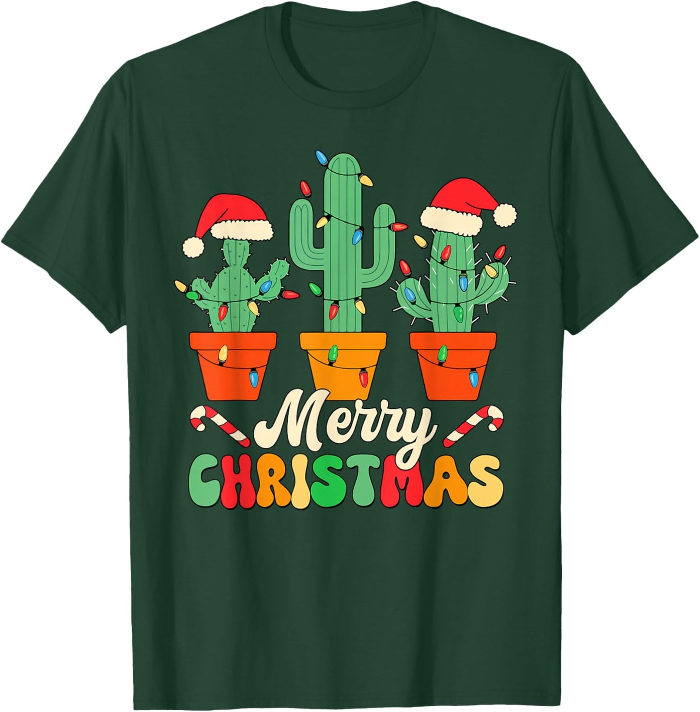 Christmas Cactus Cute Succulent Plant Xmas Men Women Kids T-Shirt - T-Shirt | Forest