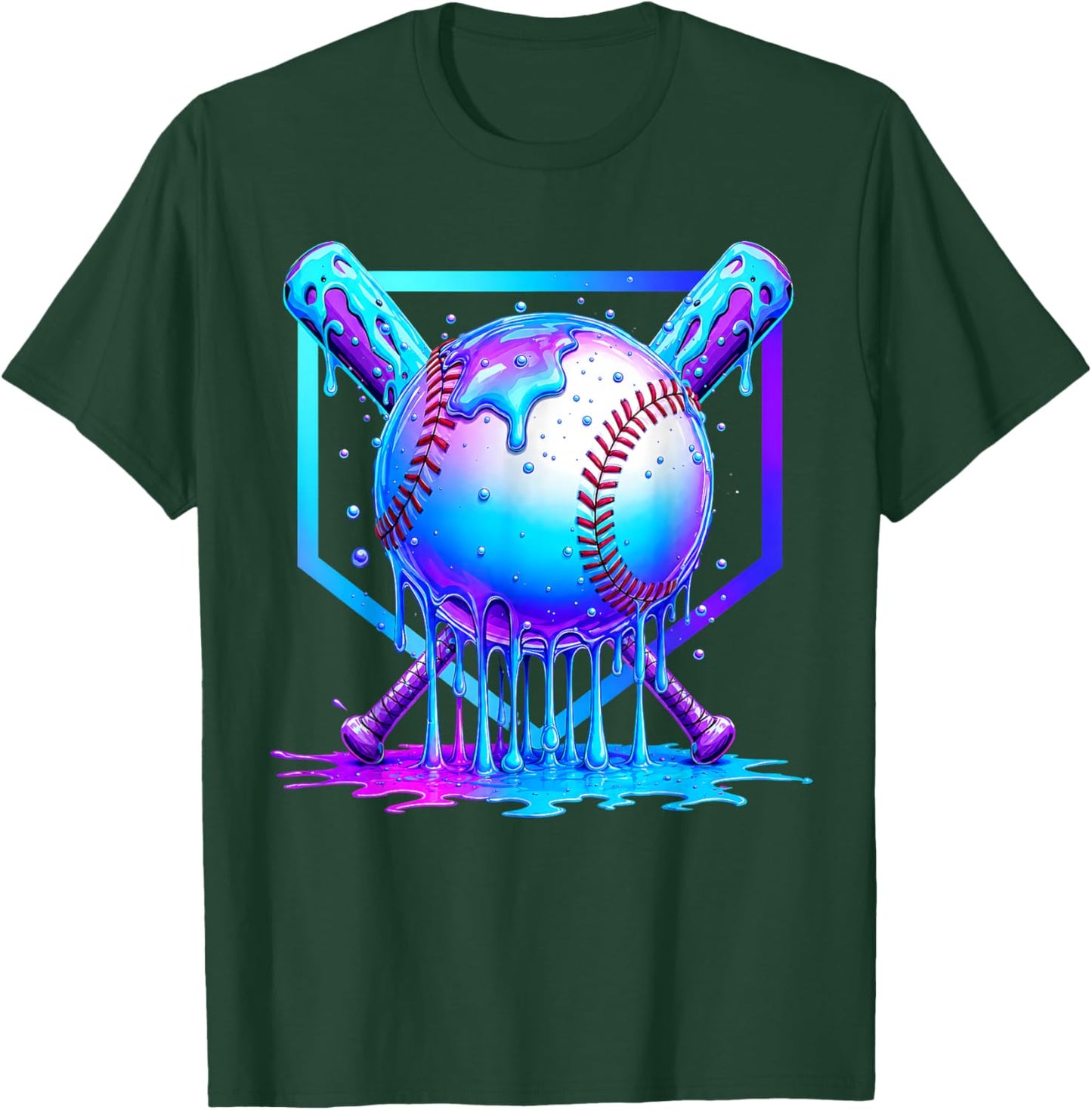 Baseball Drip Ice Cream Blue Boys Cosmic Baseball Glow T-Shirt - T-Shirt | Forest