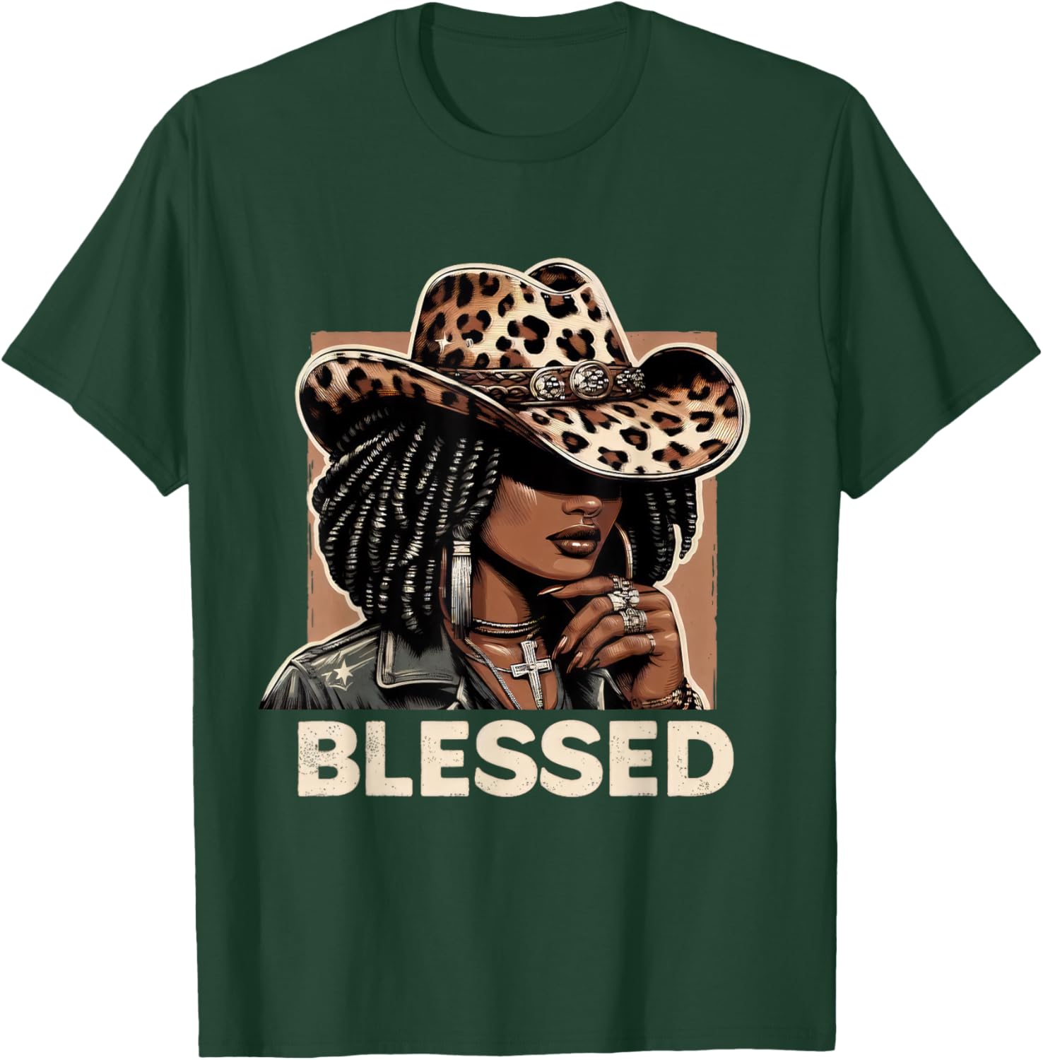 Vintage Black Western Cowgirl Retro African Christian Woman T-Shirt - T-Shirt | Forest