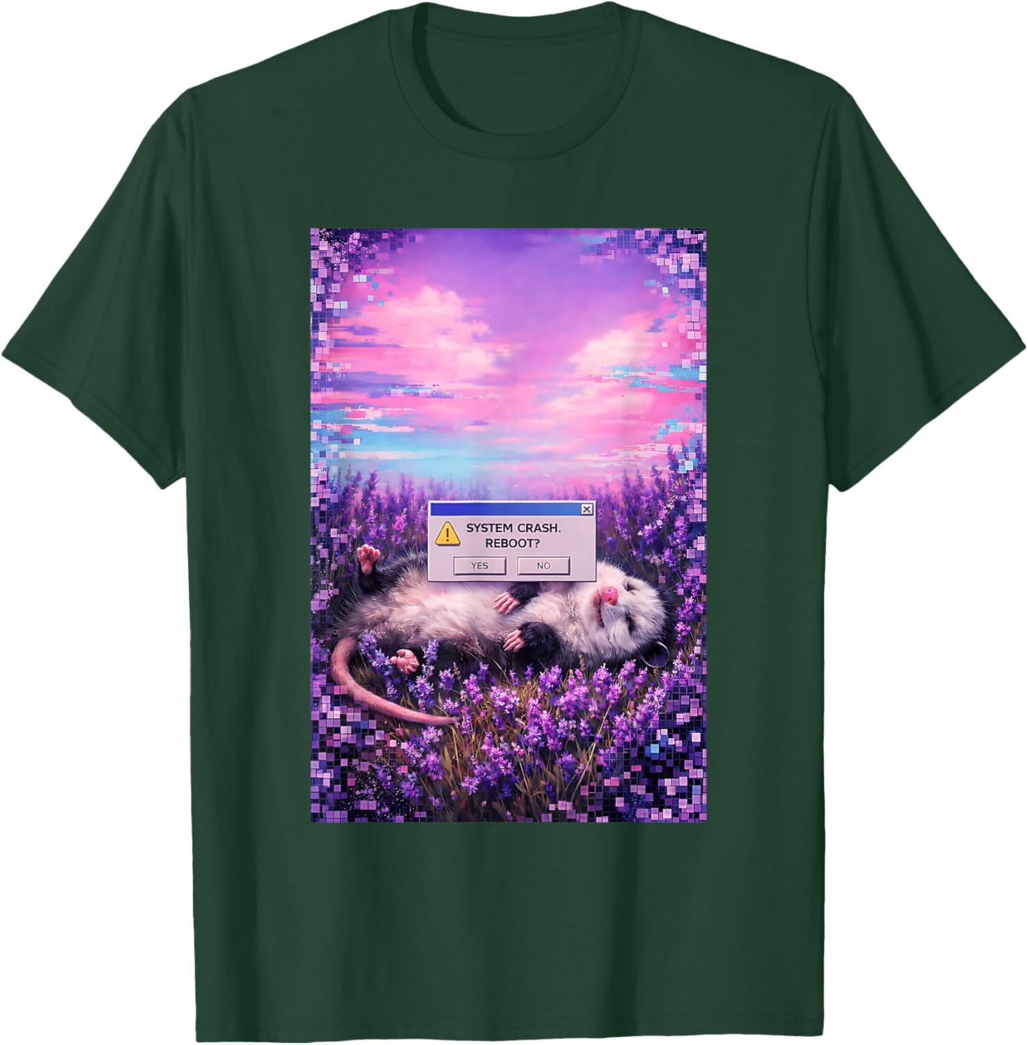 Weirdcore Opossum Crash Aesthetic Glitchcore T-Shirt - T-Shirt | Forest