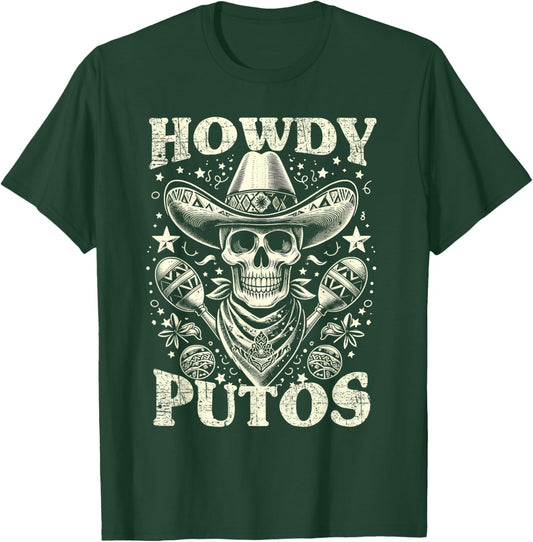 Howdy Putos Funny Retro Vintage T-Shirt - T-Shirt | Forest
