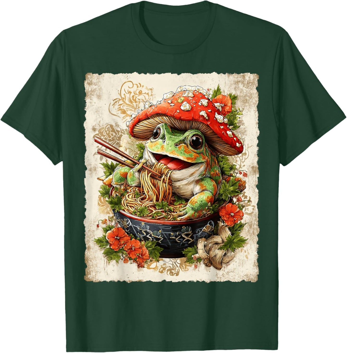 Funny Ramen Frog Noodle Lovers Anime Otaku T-Shirt - T-Shirt | Forest