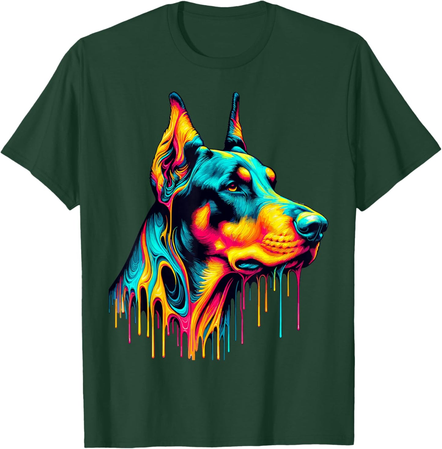 Dripping Paint Art Doberman Pinscher Dobermans Dobie T-Shirt - T-Shirt | Forest