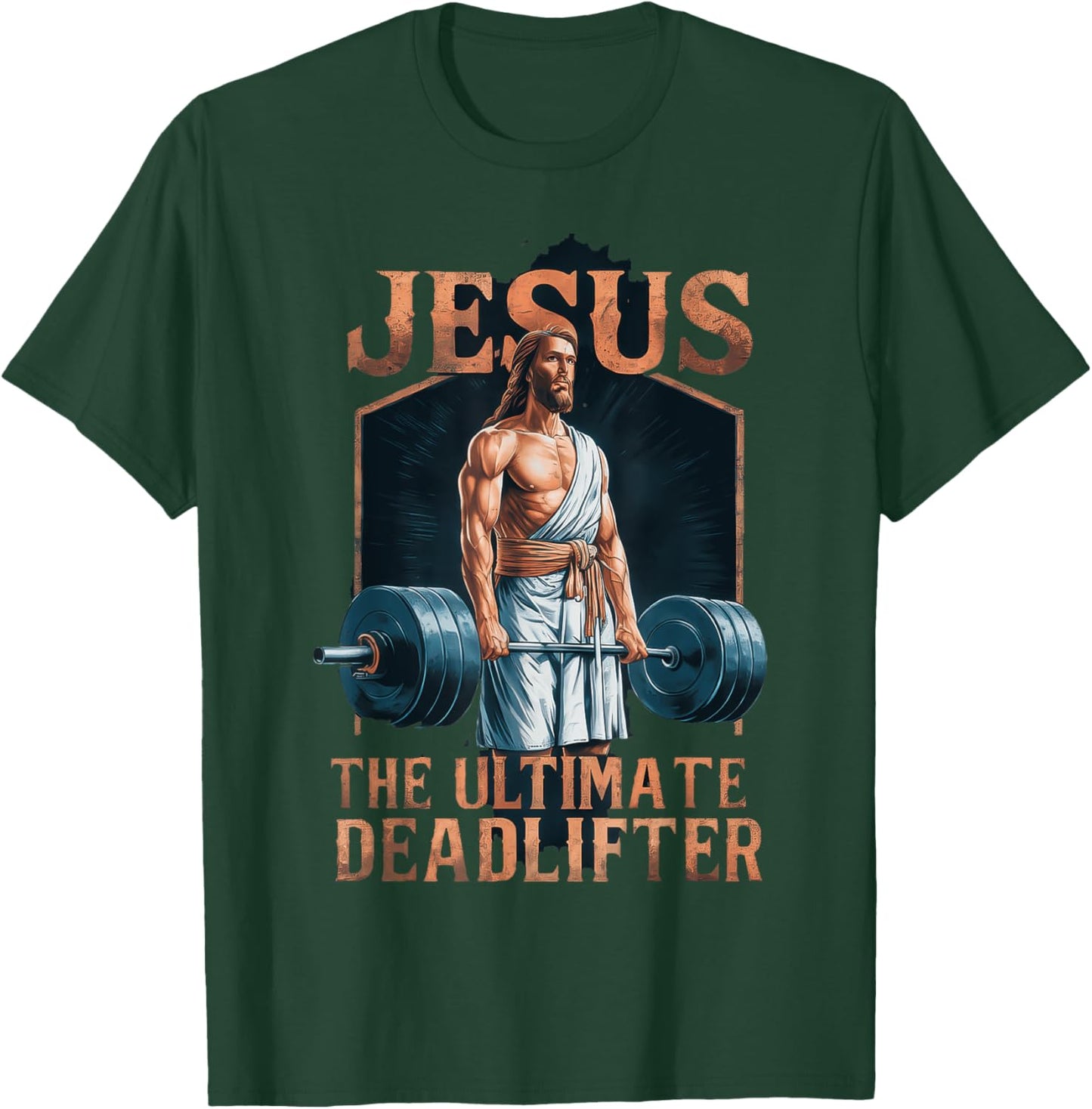 Jesus The Ultimate Deadlifter Fitness Gym Vintage Christian T-Shirt - T-Shirt | Forest