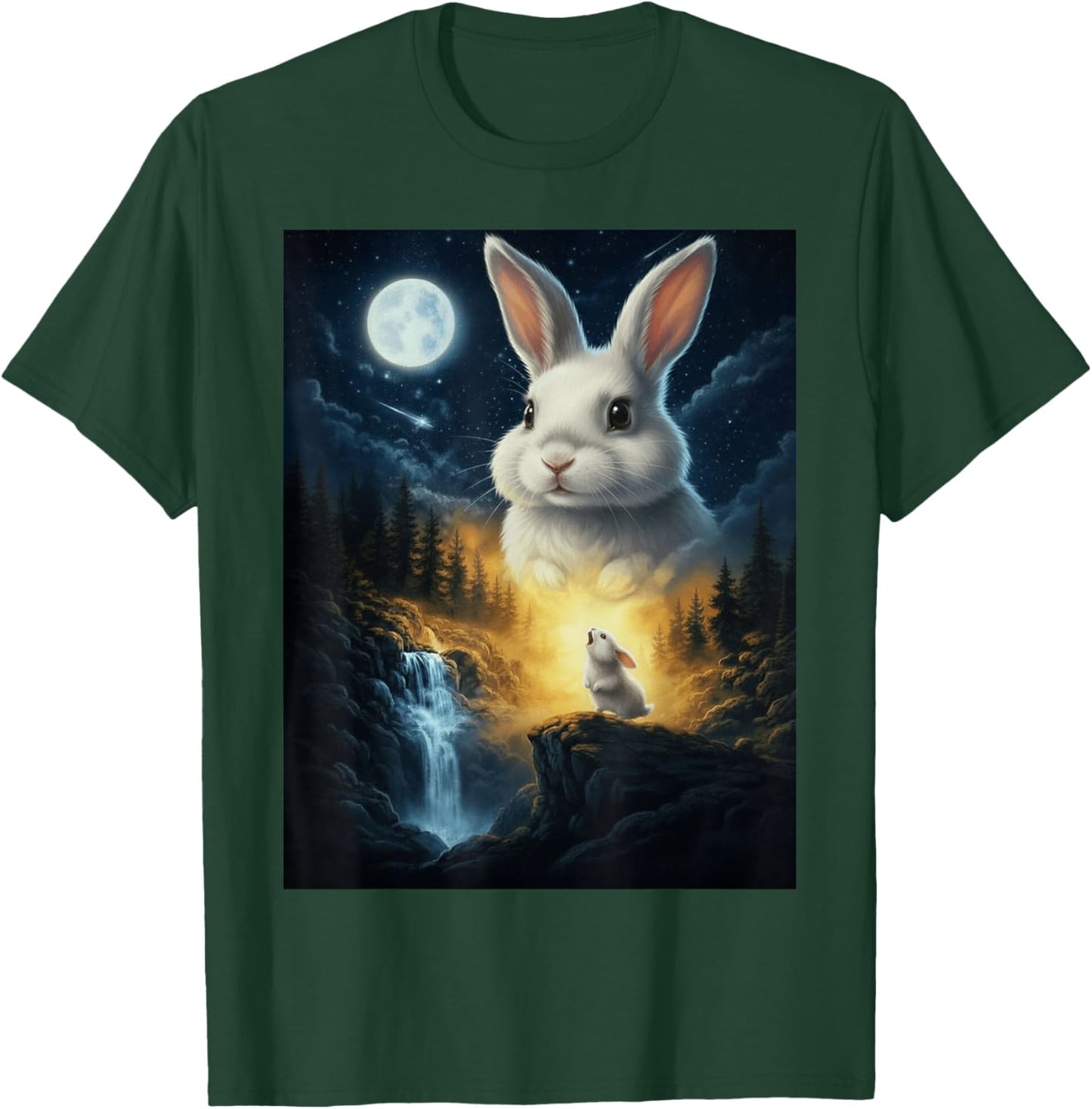 Rabbit Howling to The Moon Vintage Funny Rabbit T-Shirt - T-Shirt | Forest