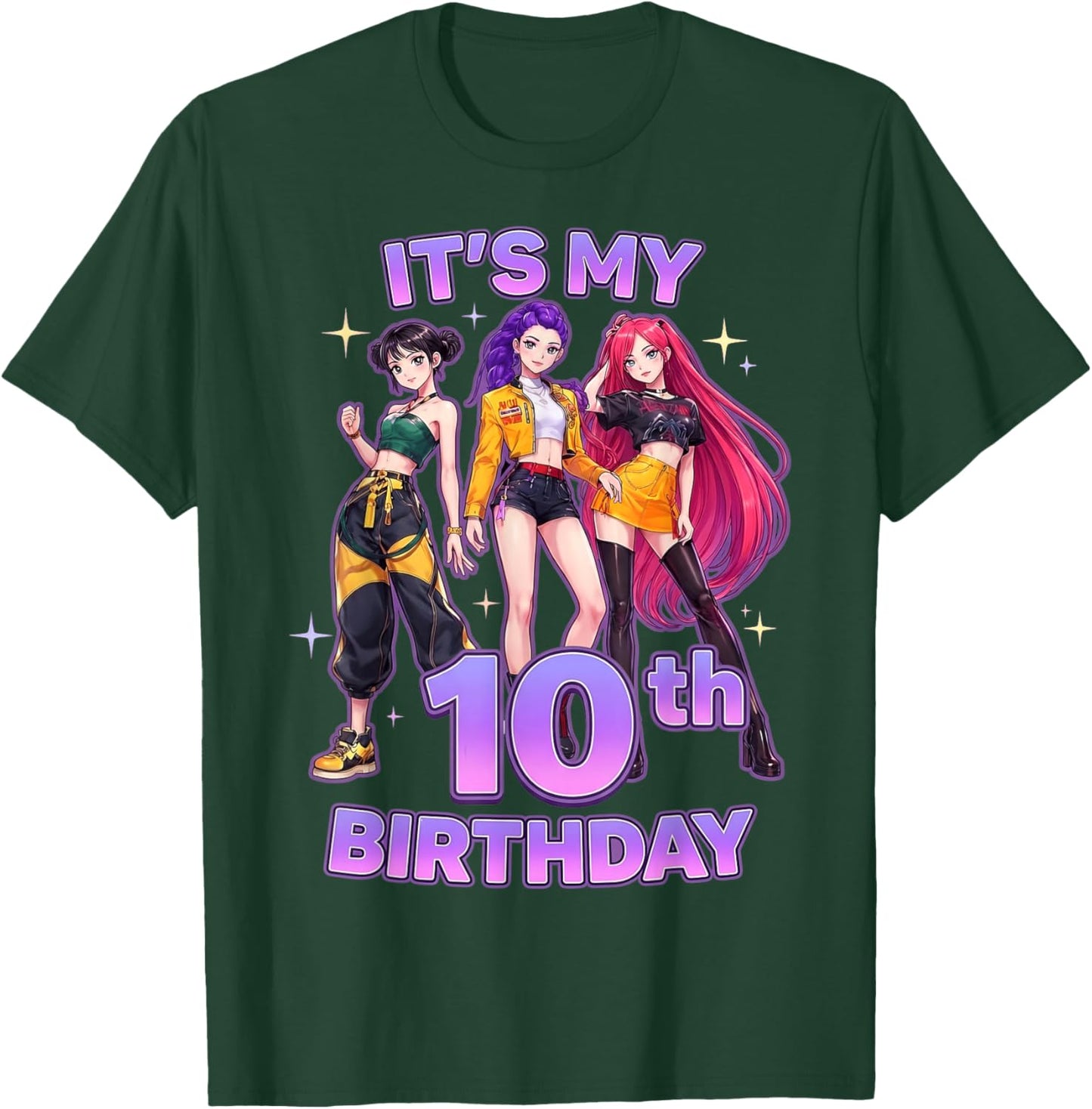 10 Years Birthday K-Pop Kids 10th Birthday Girl K-Pop T-Shirt - T-Shirt | Forest