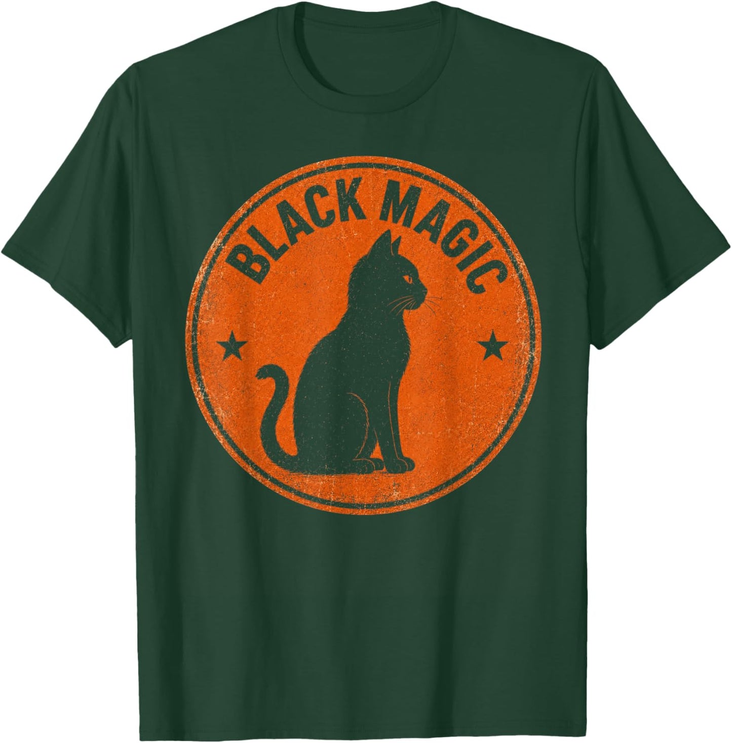 Black Magic - Vintage Black Cat Witchy - Halloween Occult T-Shirt - T-Shirt | Forest