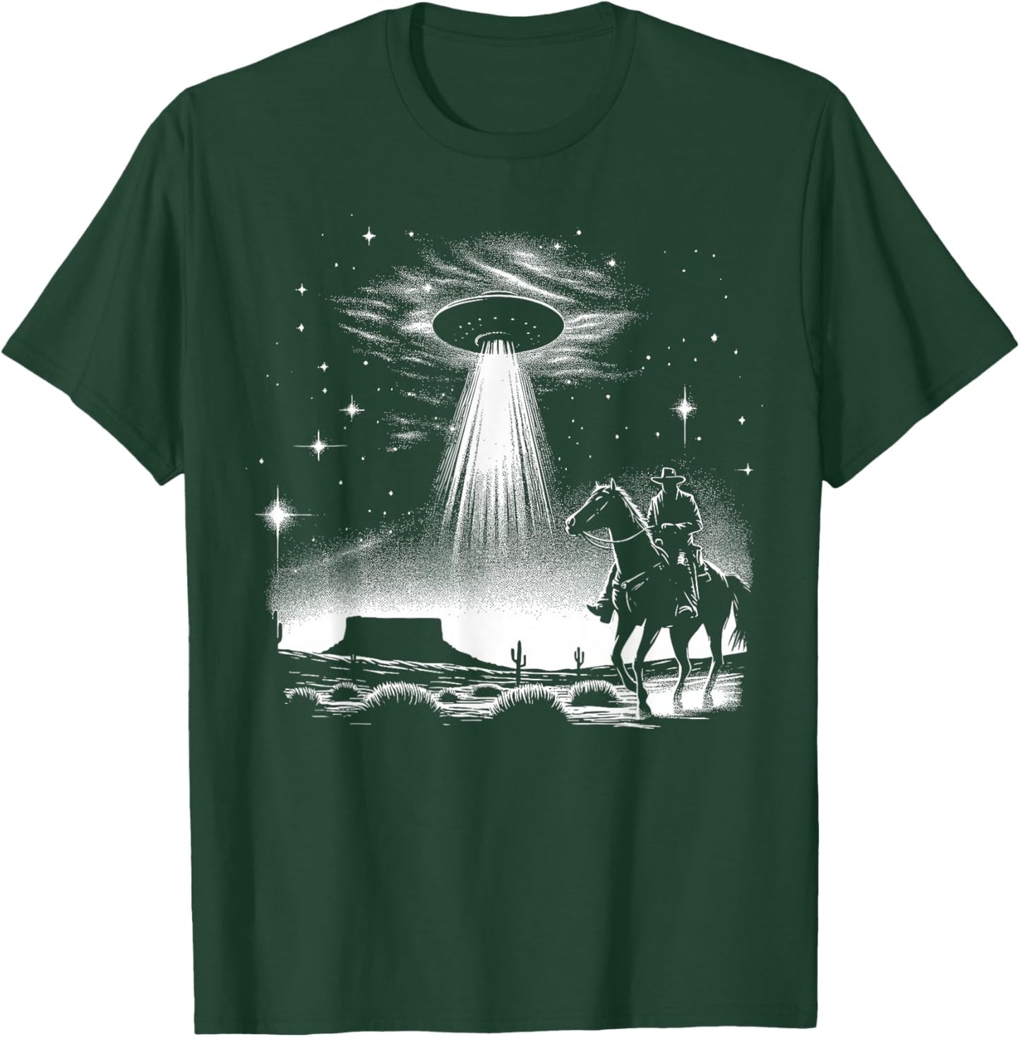 Retro Cowboy UFO Desert Encounter Vintage Sci-Fi T-Shirt - T-Shirt | Forest