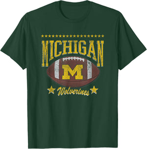 Michigan Wolverines Football Vintage Stars Navy T-Shirt - T-Shirt | Forest