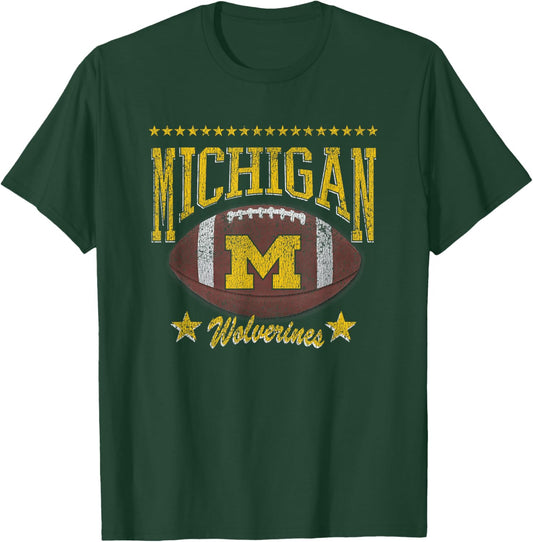 Michigan Wolverines Football Vintage Stars Navy T-Shirt - T-Shirt | Forest