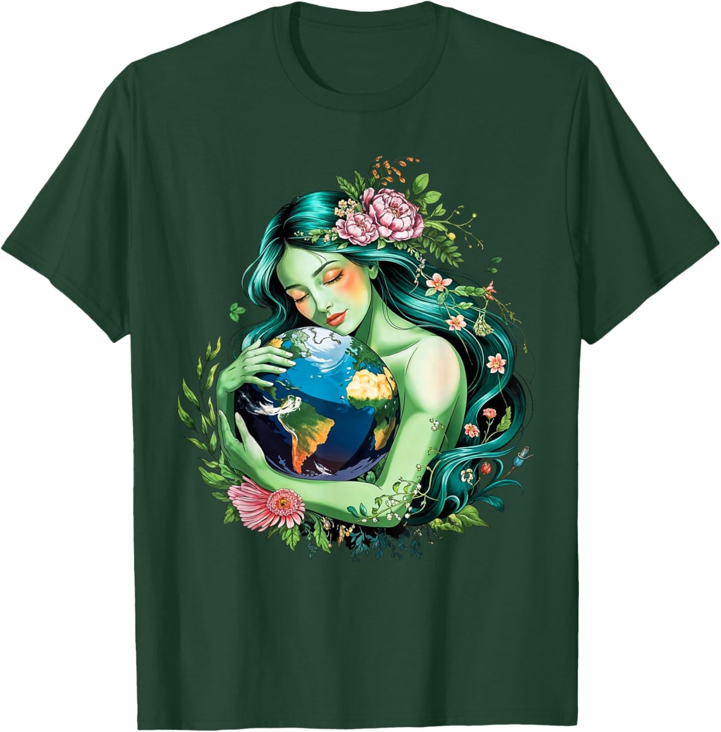 Mother Earth Hugging Planet Cool Earth Day Save Our Planet T-Shirt - T-Shirt | Forest