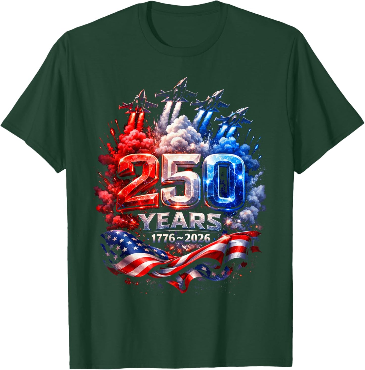 250 Years American 250th USA Patriotic 4th of July T-Shirt - T-Shirt | Forest