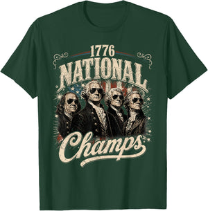 1776 National Champs Funny Patriotic America Founding Father T-Shirt - T-Shirt | Forest