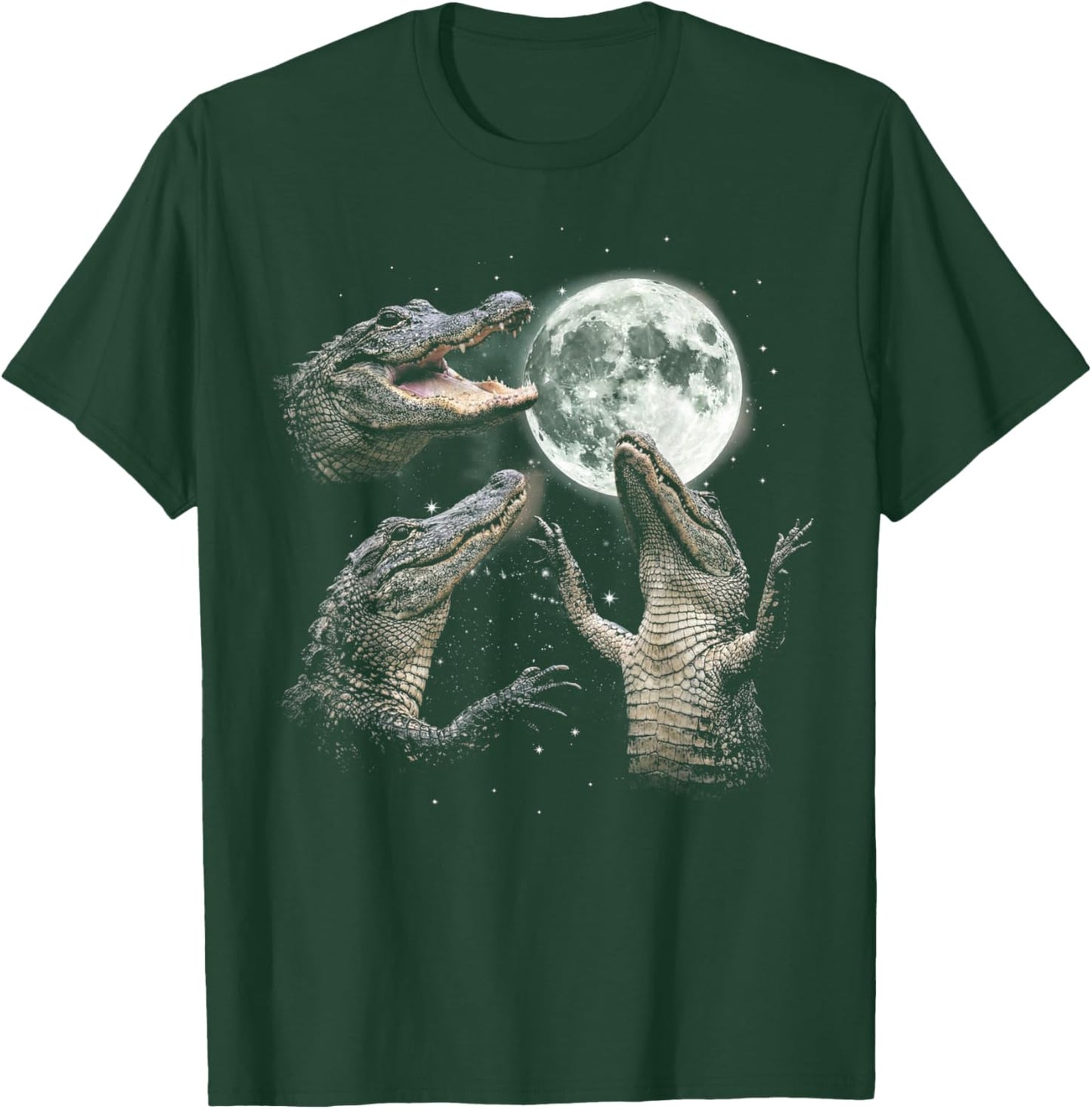Funny Alligator Howling at Moon Vintage 90s Graphic T-Shirt - T-Shirt | Forest