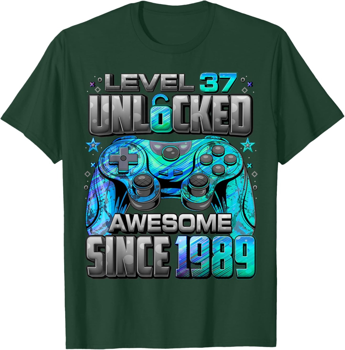 Level 37 Unlocked Awesome Since 1989 37th Birthday Gaming T-Shirt - T-Shirt | Forest