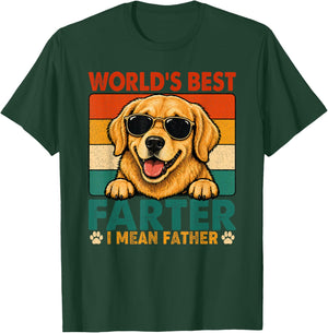 Funny World's Best Farter I Mean Father Golden Retriever Dad T-Shirt - T-Shirt | Forest