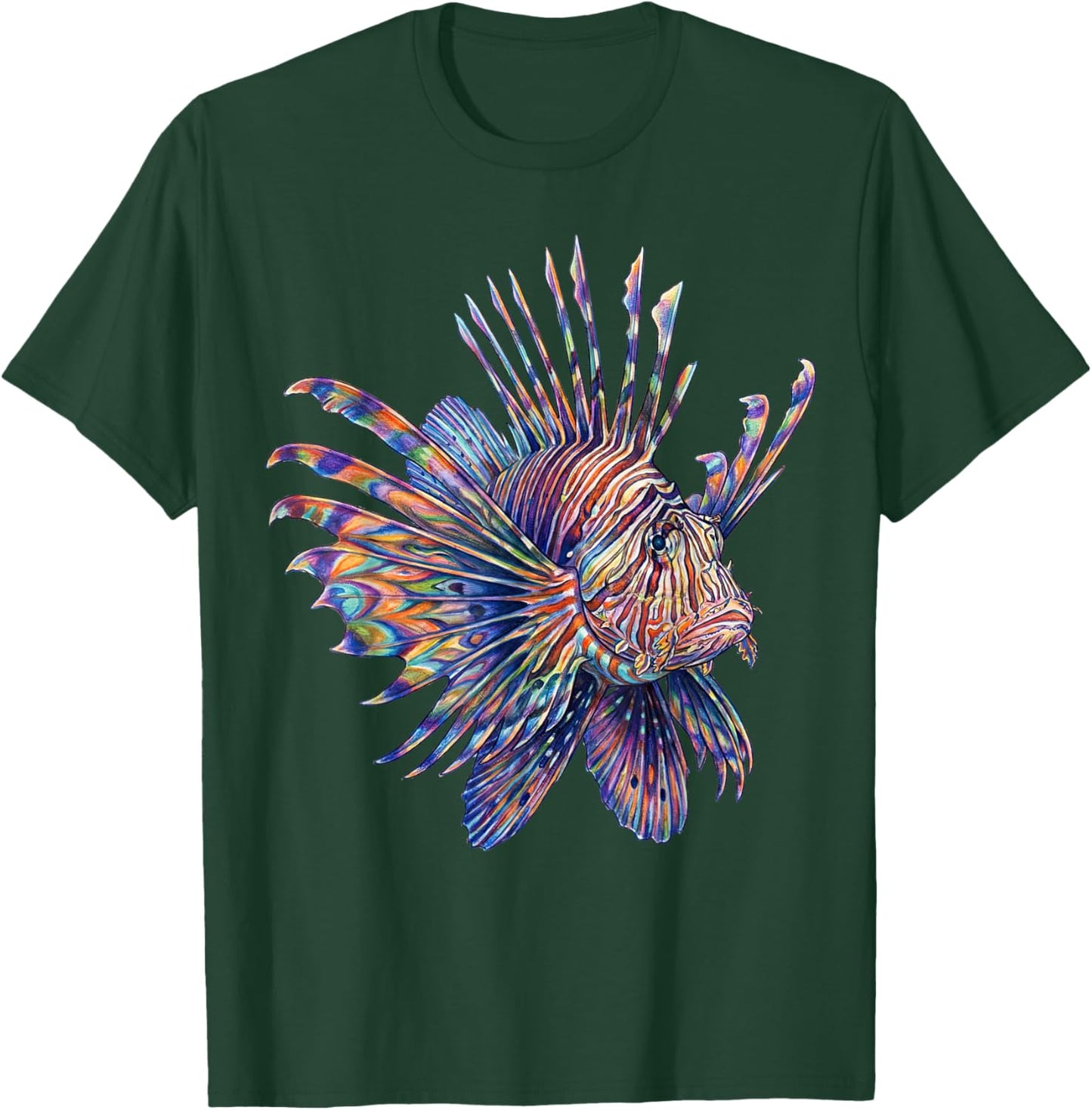 Lionfish Abstract Ocean Art Marine Life Colorful T-Shirt - T-Shirt | Forest