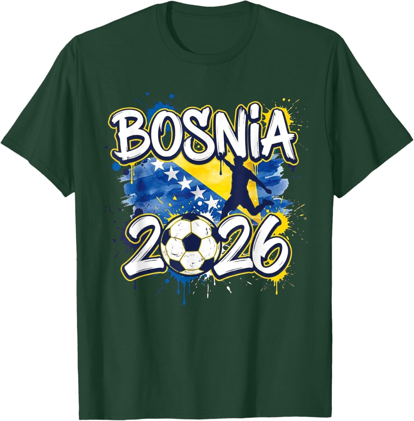 Bosnia BiH 26 Fan Paint Splash Bosniak Flag Graffiti Art T-Shirt - T-Shirt | Forest