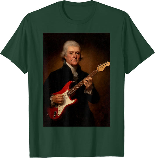 Thomas Jefferson Playing Electric Guitar T-Shirt - T-Shirt | Forest