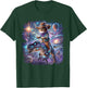 Cat Riding Dinosaur Funny Cat Cowboy Hat Rainbow Galaxy T-Shirt - T-Shirt | Forest