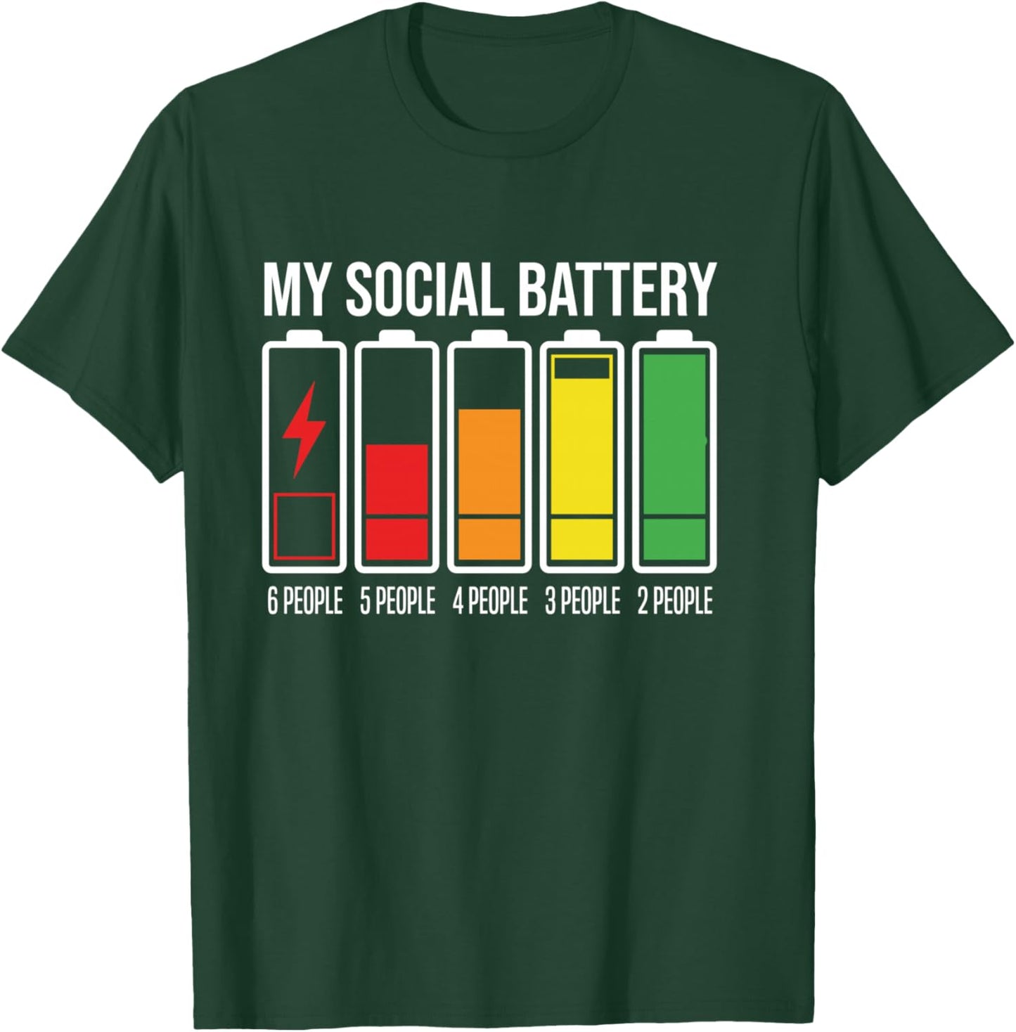 My Social Battery Low Energy Anti Social Introverti Manche Longue T-Shirt - T-Shirt | Forest