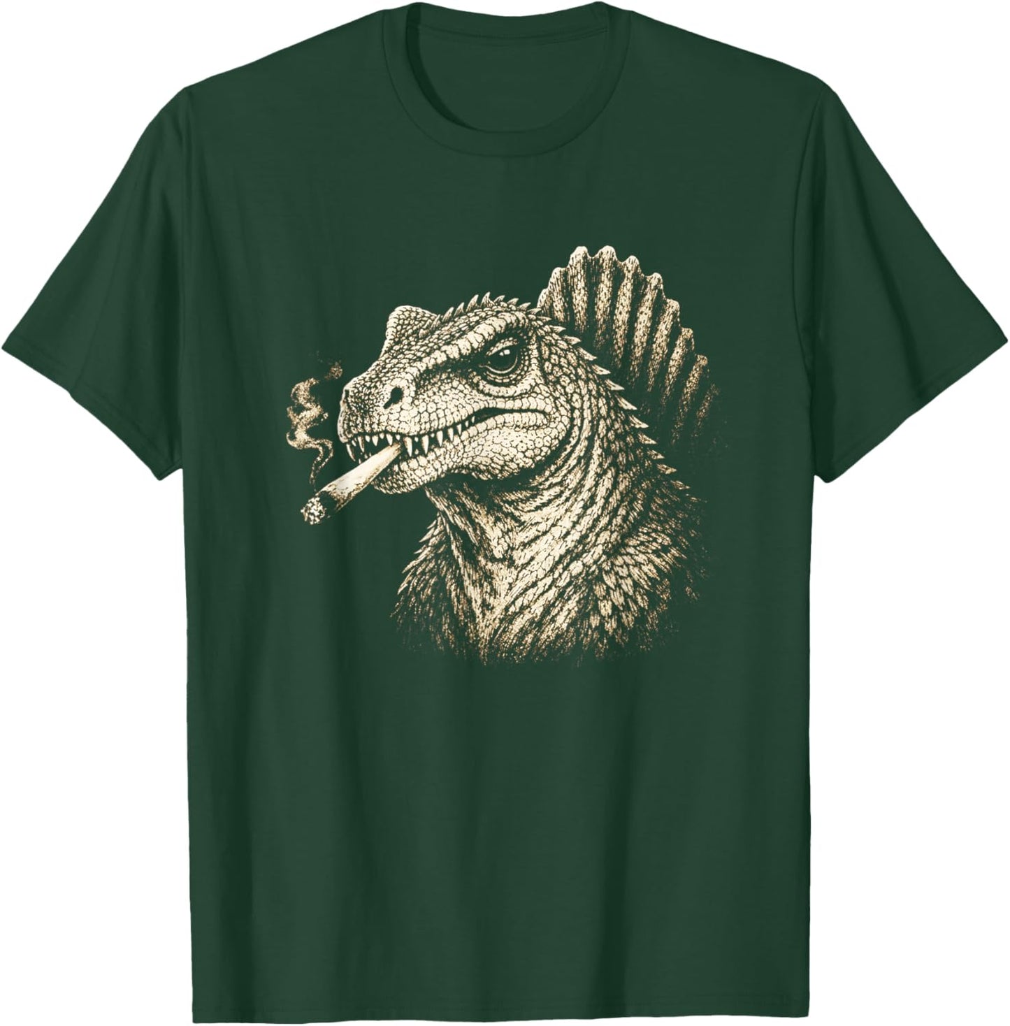 Smoking Spinosaurus Dinosaur Dino Gen Z Vintage Ironic T-Shirt - T-Shirt | Forest