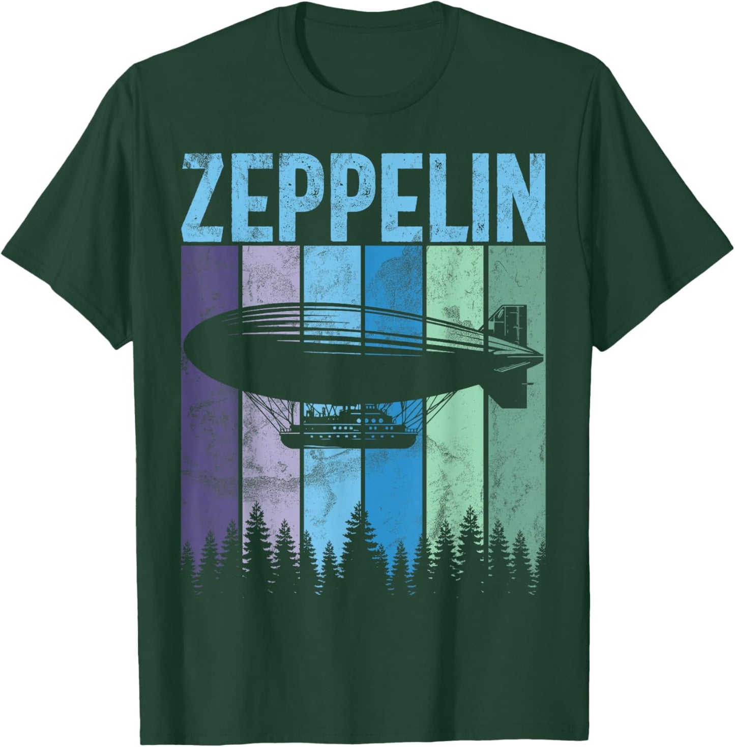 Retro Zeppelin 70s 80s Dirigible Airship Zepelin Zepplin T-Shirt - T-Shirt | Forest