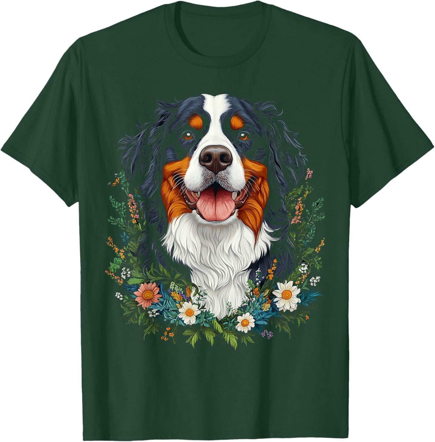 Bernese Mountain Dog Motif Pet Mandala Bernese Mountain T-Shirt - T-Shirt | Forest