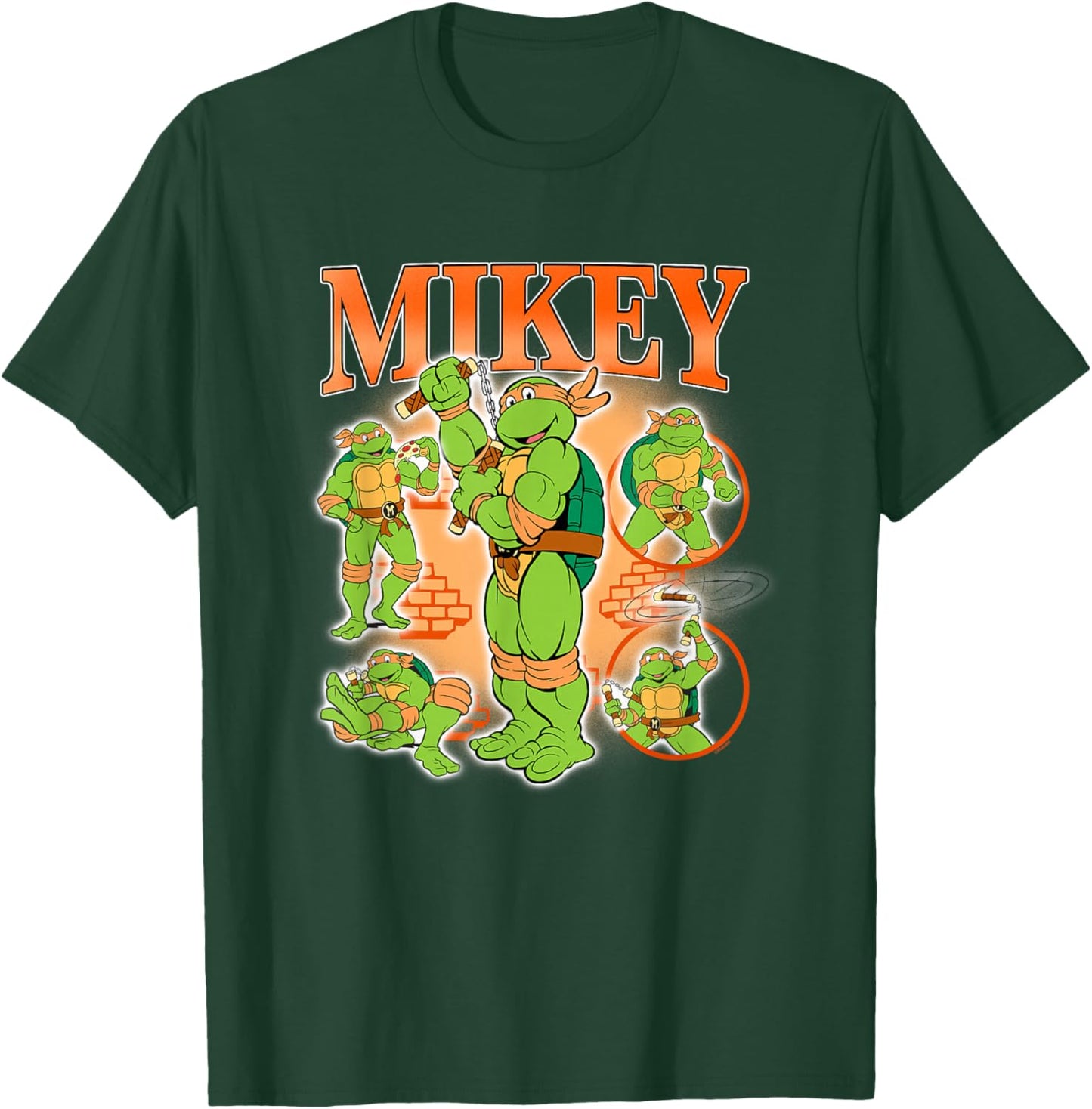Teenage Mutant Ninja Turtles Mikey 90's Retro Collage Logo T-Shirt - T-Shirt | Forest