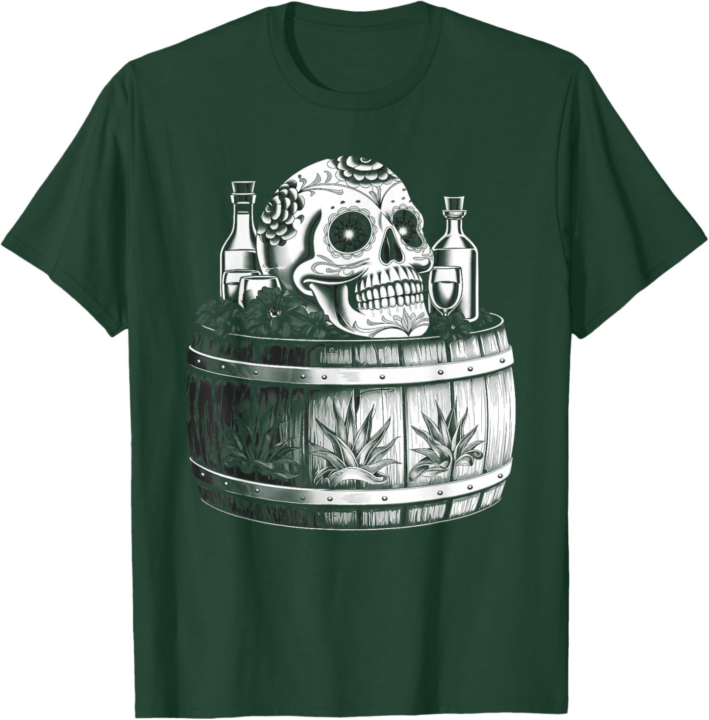 Mexico Vintage Skeleton Tequila Dia De Los Muertos Mexican T-Shirt - T-Shirt | Forest