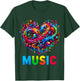 Music Heart Musician Music Notes Instrument T-Shirt - T-Shirt | Forest