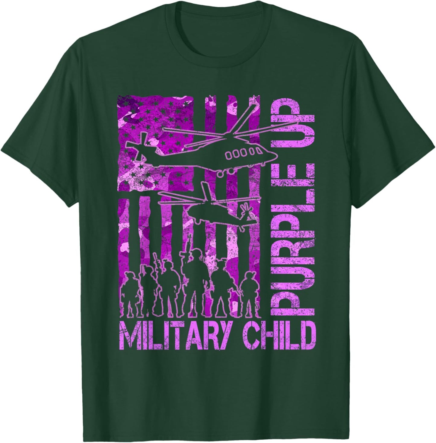 Purple Up for Military Kids Military Child Month Helicopter T-Shirt - T-Shirt | Forest