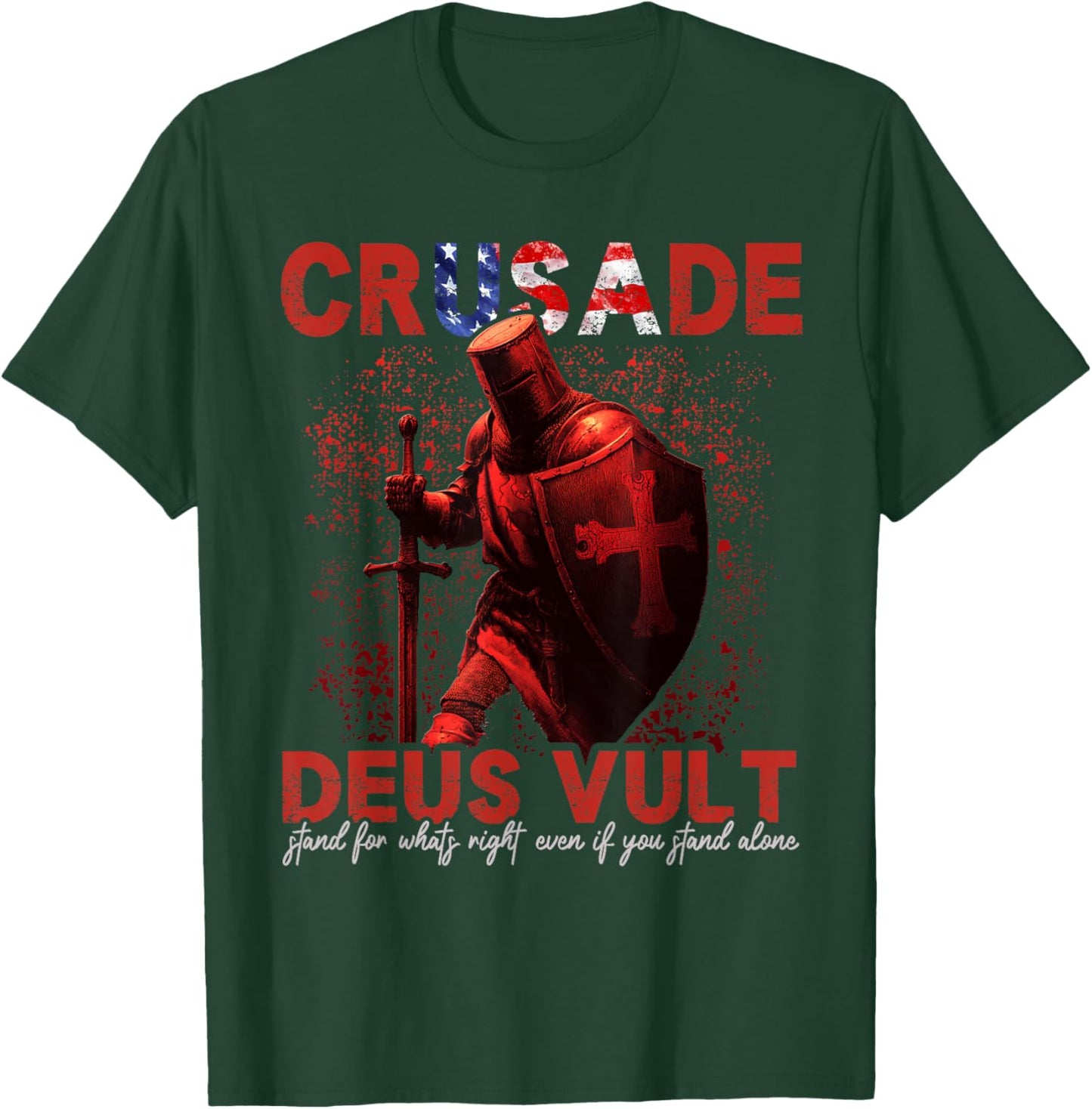 Crusade - USA Crusader Templar Knight Deus Vult T-Shirt - T-Shirt | Forest