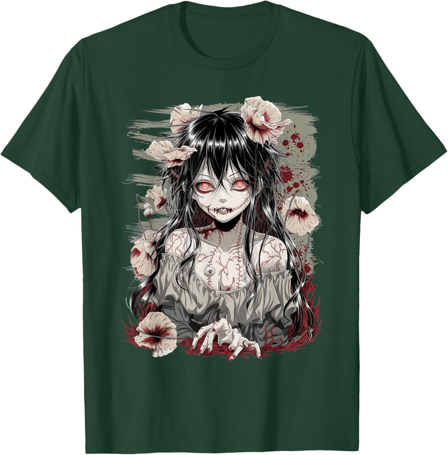 Horror Anime Girl Manga Creepy Japanese Kawaii Aesthetic T-Shirt - T-Shirt | Forest