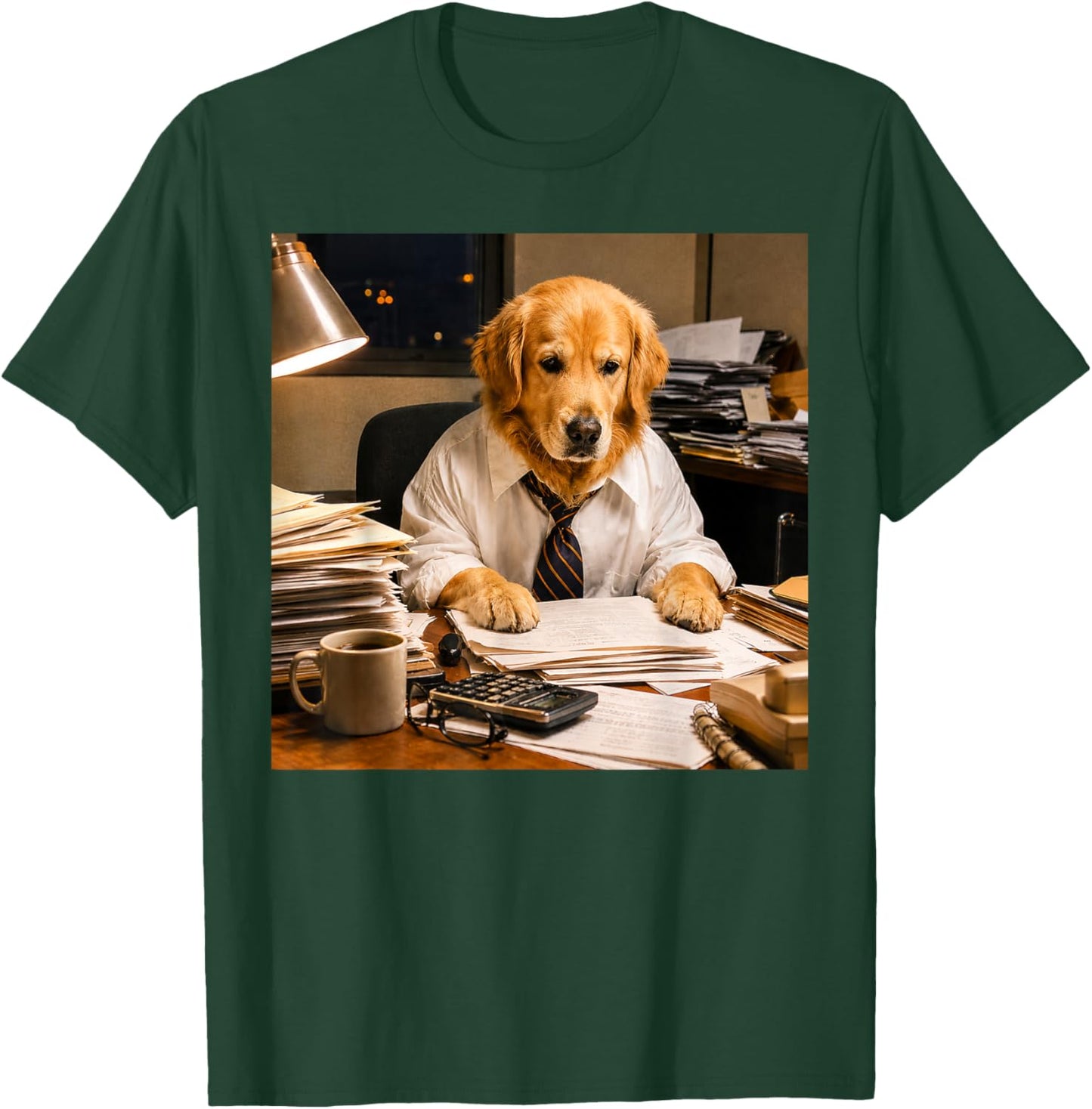 Funny Golden Retriever Office Worker Meme Dog Lover T-Shirt - T-Shirt | Forest