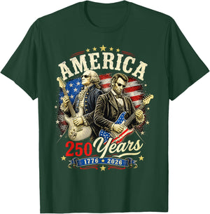 George Washington Lincoln Playing Guitar, 250th Anniversary T-Shirt - T-Shirt | Forest
