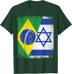 Half Brazil Israel Split Flag Brazilian Israelis Roots T-Shirt - T-Shirt | Forest