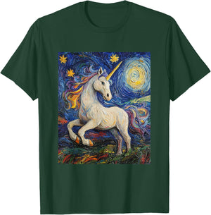 Cute Unicorn - Van Gogh Style - Starry Night T-Shirt - T-Shirt | Forest