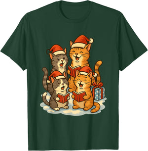 Cats Reading Books Christmas Tree T-Shirt - T-Shirt | Forest