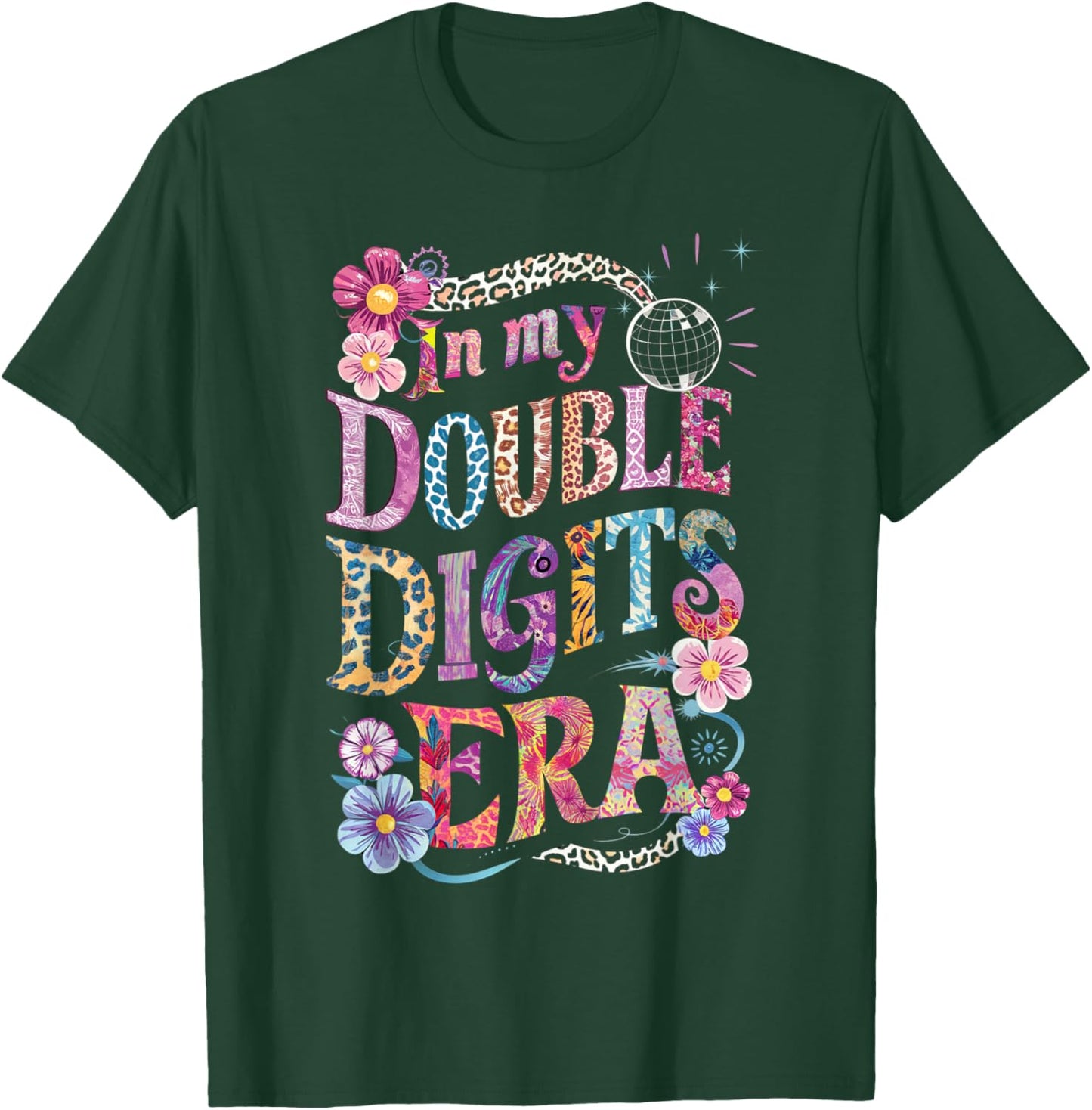 10th Birthday Girl In My Double Digits Era Retro 10 Year Old T-Shirt - T-Shirt | Forest