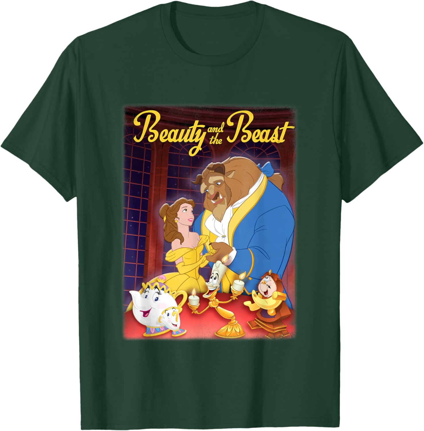Disney Beauty and The Beast Distressed Movie Poster T-Shirt - T-Shirt | Forest