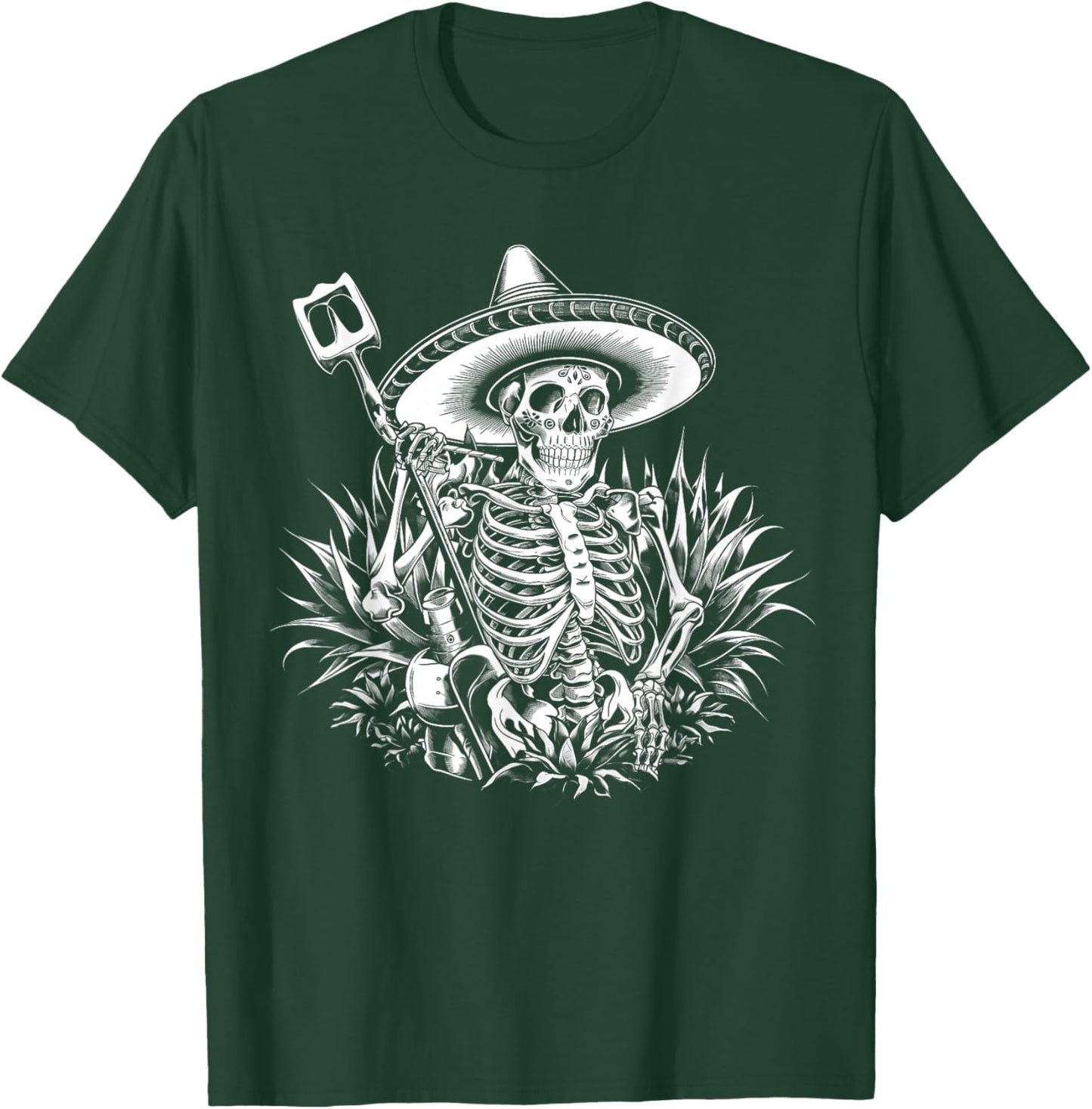 Mexico Vintage Skeleton Tequila Dia De Los Muertos Mexican T-Shirt - T-Shirt | Forest