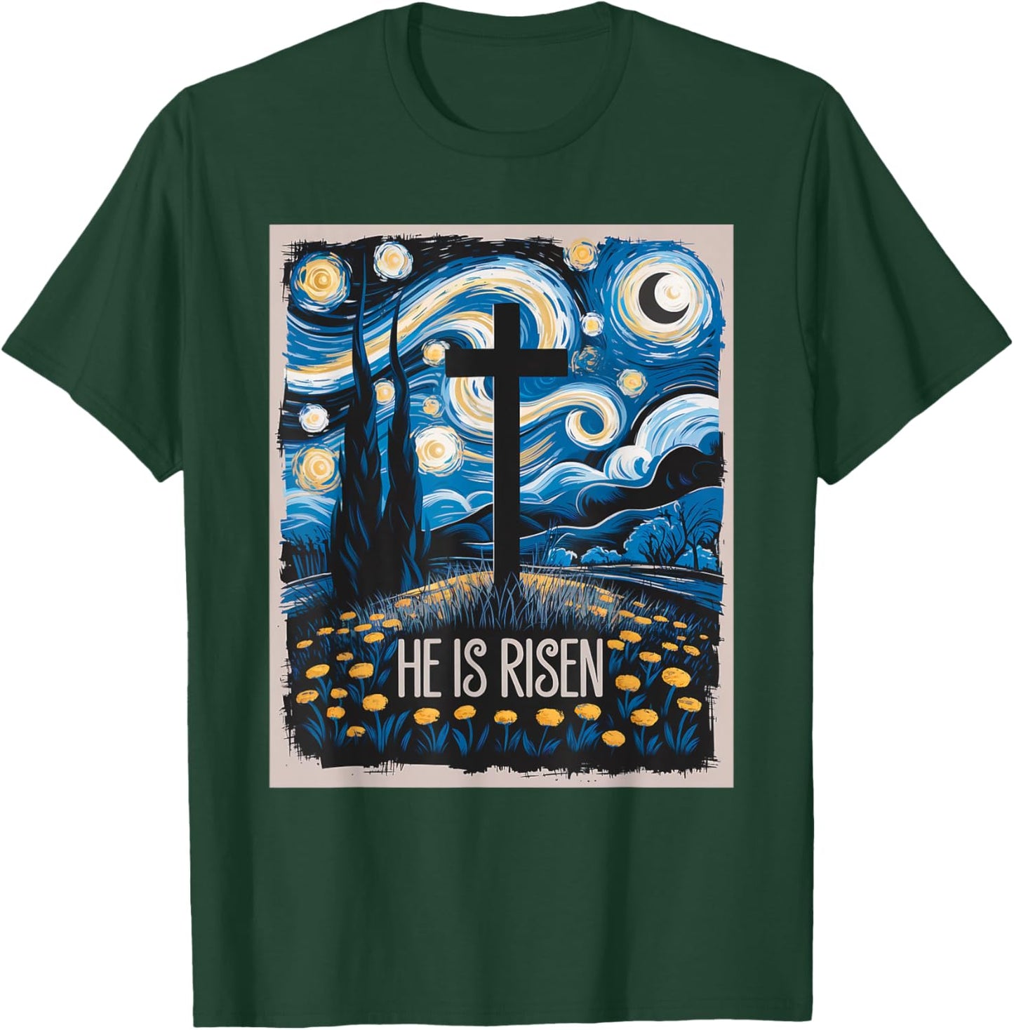 Starry Night Jesus Art Spiritual Christian Faith Easter T-Shirt - T-Shirt | Forest