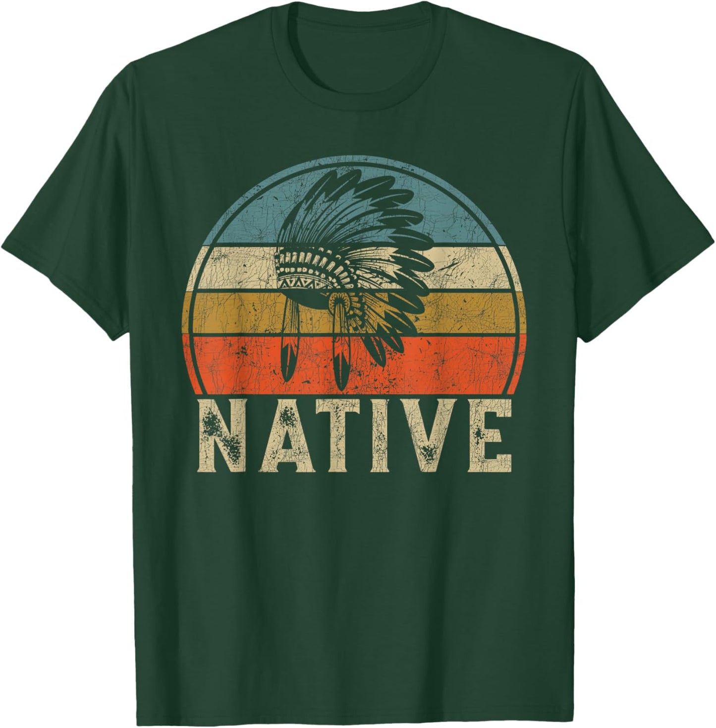 Retro Native American Headdress, Vintage Heritage Pride Men T-Shirt - T-Shirt | Forest
