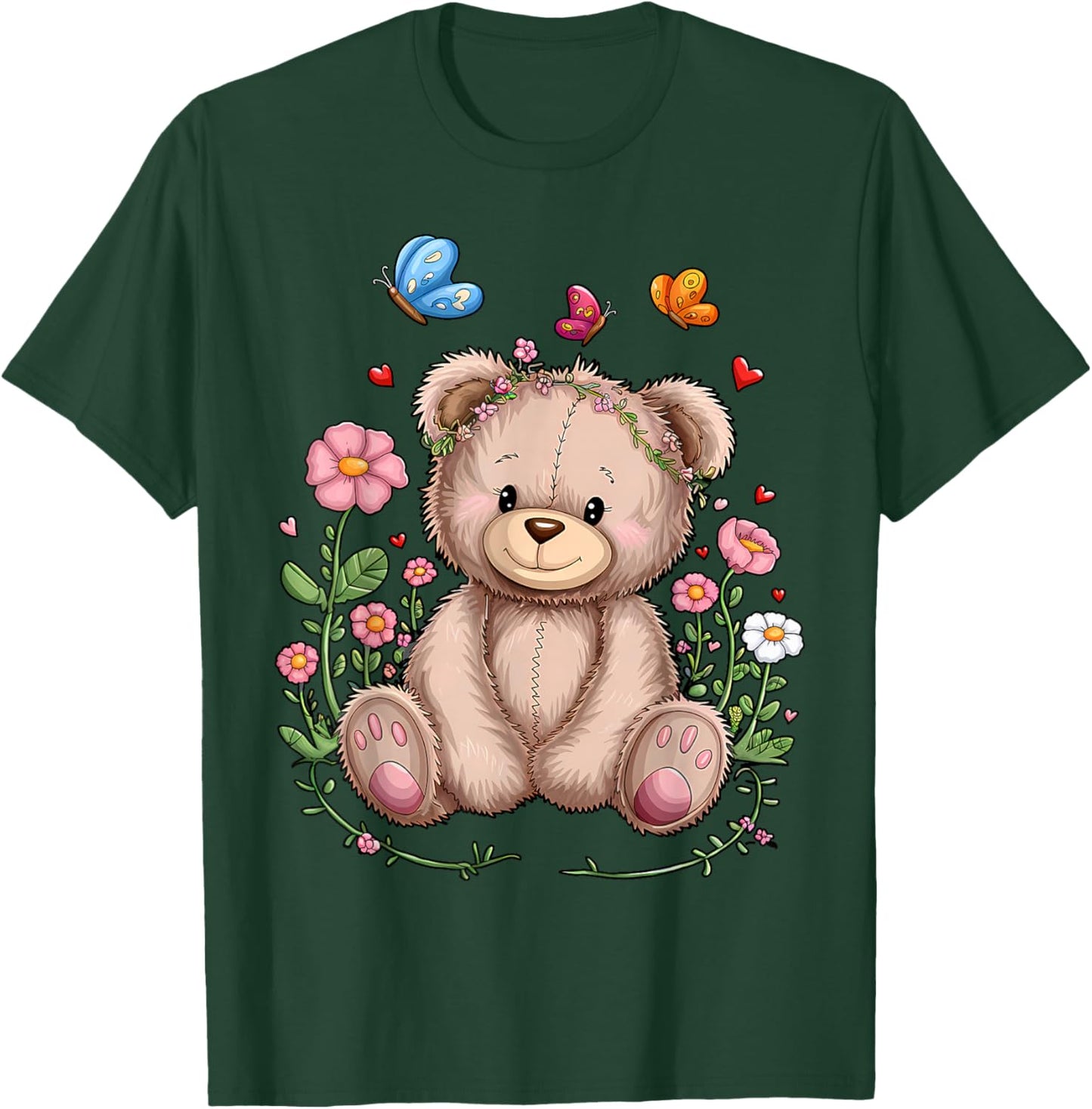 Cute Teddy Bear With Flowers I Kids Teddy T-Shirt - T-Shirt | Forest