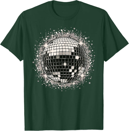 Black and White Disco Ball Retro Party T-Shirt - T-Shirt | Forest